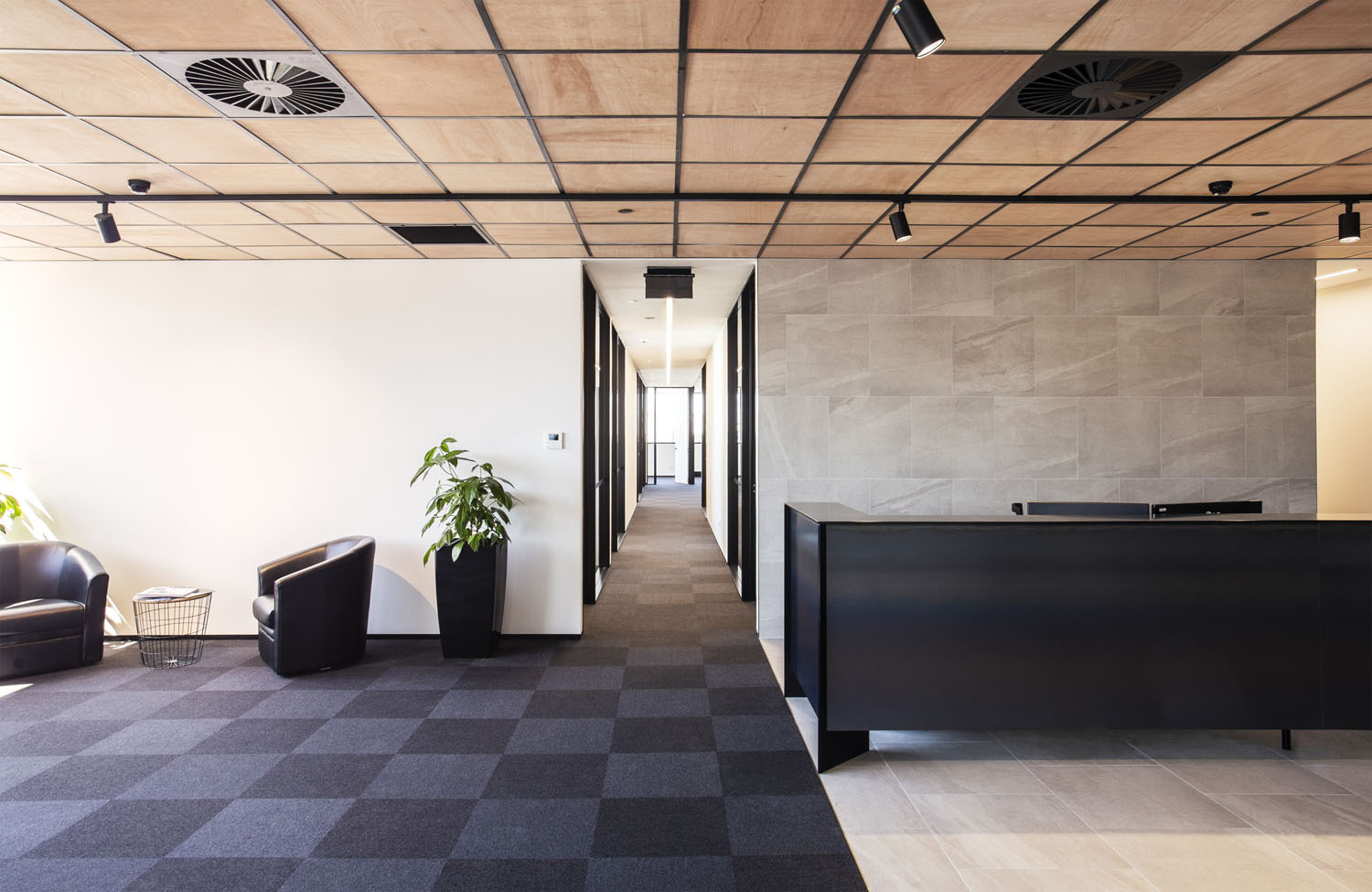 EcoFloors Solid Line Black Carpet Tiles New Zealand